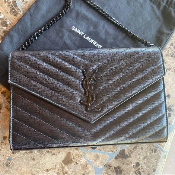SOLD Saint Laurent Monogram Quilted Leather Wallet on a Chain - Picture 3 of 15